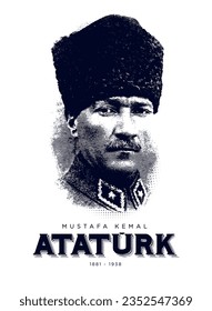 Isolate Portrait of Mustafa Kemal Atatürk (1881-1938), founder Turkish Republic