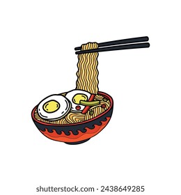 isolate ramen japanese food flat style illustration