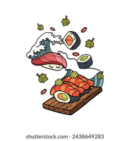 isolate ramen japanese food set flat style illustrations