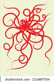 isolate red octupus graphic