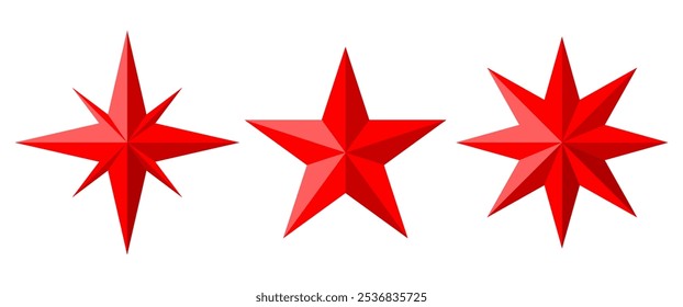 Isolate Red Star vector illustration, Christmas Ornaments Clip art for Graphic Decorations (Editable)