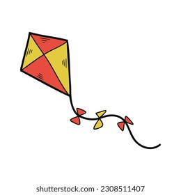 isolate red yellow kite illustration toy