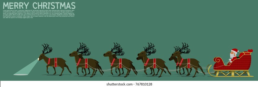 Isolate Santa's Sleigh With Nine Reindeer On Transparent Background
