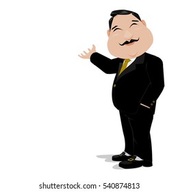 Isolate senoir businessman is inviting you to see something. He is a kind employer
