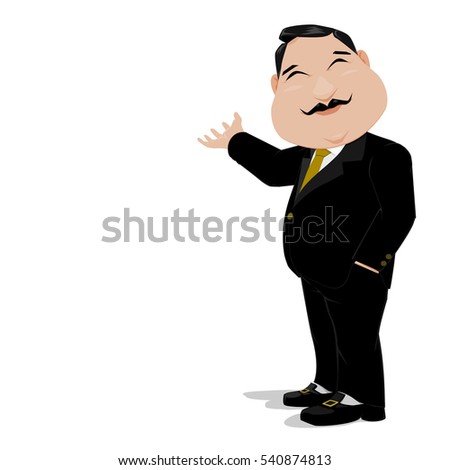 Isolate senoir businessman is inviting you to see something. He is a kind employer
