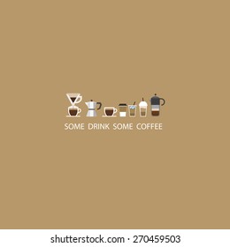 Isolate Set of Vintage Coffee Icon - Vector Illustration