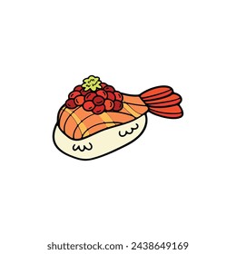 isolate shrimp sushi japanese food flat style illustration