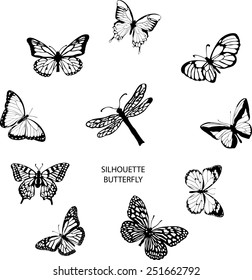 Isolate of Silhouette Butterflies - Vector Illustration