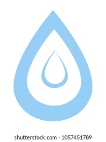 isolate single cyan water drop with space in white.