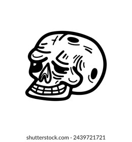 isolate skull character flat illustrator on background