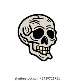 isolate skull character flat illustrator on background