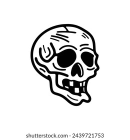 isolate skull character flat illustrator on background