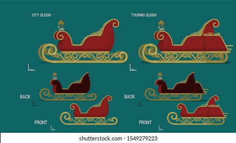 Isolate sleigh. There are 2 type of sleigh, city type and touring type. They are separated front layer and back layer  for  putting some object into the sleigh.
