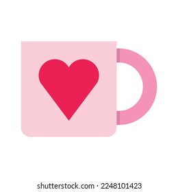 isolate valentine's day pink coffee cup flat icon