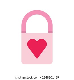 isolate valentine's day pink heart key flat icon