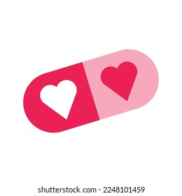 isolate valentine's day pink pill flat icon