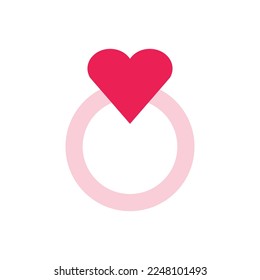 isolate valentine's day pink wedding rings flat icon