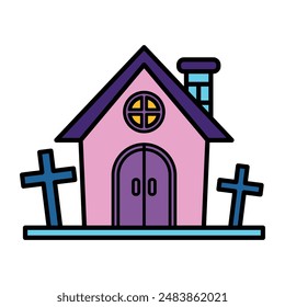 isolate vampire castle flat icon