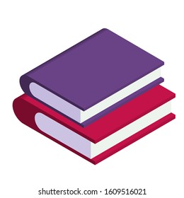 Isolate vector isometric illustration of books. 