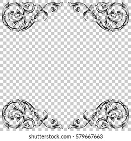 Isolate vintage baroque ornament retro pattern antique style acanthus. Decorative design element filigree calligraphy vector. You can use for wedding decoration of greeting card and laser cutting.