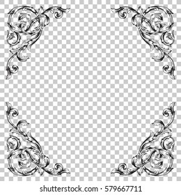 Isolate vintage baroque ornament retro pattern antique style acanthus. Decorative design element filigree calligraphy vector. You can use for wedding decoration of greeting card and laser cutting.