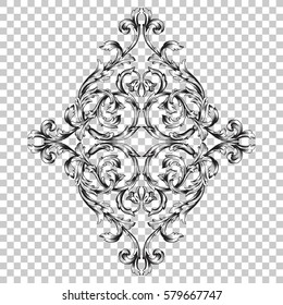 Isolate vintage baroque ornament retro pattern antique style acanthus. Decorative design element filigree calligraphy vector. You can use for wedding decoration of greeting card and laser cutting.