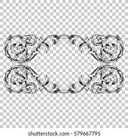 Isolate vintage baroque ornament retro pattern antique style acanthus. Decorative design element filigree calligraphy vector. You can use for wedding decoration of greeting card and laser cutting.