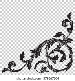 Isolate vintage baroque ornament retro pattern antique style acanthus. Decorative design element filigree calligraphy vector. You can use for wedding decoration of greeting card and laser cutting.