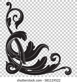 Isolate vintage baroque ornament retro pattern antique style acanthus. Decorative design element filigree calligraphy vector. You can use for wedding decoration of greeting card and laser cutting.