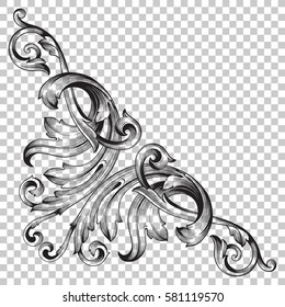 Isolate vintage baroque ornament retro pattern antique style acanthus. Decorative design element filigree calligraphy vector. You can use for wedding decoration of greeting card and laser cutting.