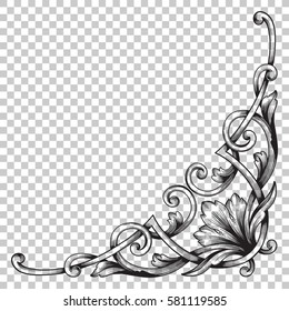 Isolate vintage baroque ornament retro pattern antique style acanthus. Decorative design element filigree calligraphy vector. You can use for wedding decoration of greeting card and laser cutting.