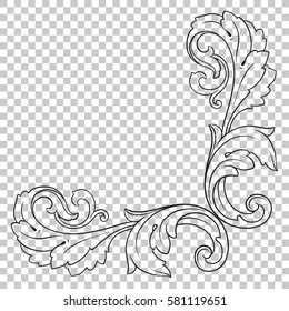 Isolate vintage baroque ornament retro pattern antique style acanthus. Decorative design element filigree calligraphy vector. You can use for wedding decoration of greeting card and laser cutting.