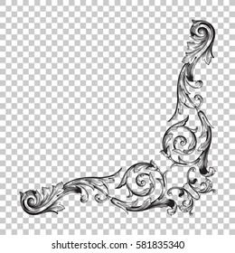 Isolate vintage baroque ornament retro pattern antique style acanthus. Decorative design element filigree calligraphy vector. You can use for wedding decoration of greeting card and laser cutting.