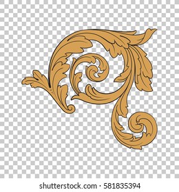 Isolate vintage baroque ornament retro pattern antique style acanthus. Decorative design element filigree calligraphy vector. You can use for wedding decoration of greeting card and laser cutting.