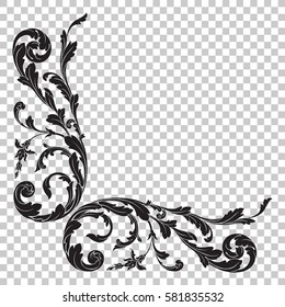 Isolate vintage baroque ornament retro pattern antique style acanthus. Decorative design element filigree calligraphy vector. You can use for wedding decoration of greeting card and laser cutting.