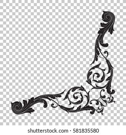 Isolate vintage baroque ornament retro pattern antique style acanthus. Decorative design element filigree calligraphy vector. You can use for wedding decoration of greeting card and laser cutting.