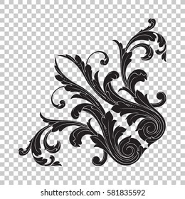 Isolate vintage baroque ornament retro pattern antique style acanthus. Decorative design element filigree calligraphy vector. You can use for wedding decoration of greeting card and laser cutting.