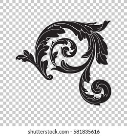 Isolate vintage baroque ornament retro pattern antique style acanthus. Decorative design element filigree calligraphy vector. You can use for wedding decoration of greeting card and laser cutting.