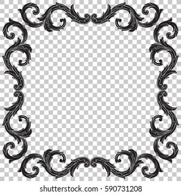 Isolate vintage baroque ornament retro pattern antique style acanthus.