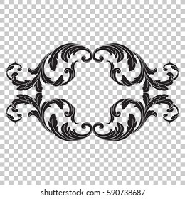 Isolate vintage baroque ornament retro pattern antique style acanthus.