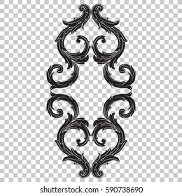 Isolate vintage baroque ornament retro pattern antique style acanthus.