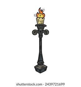 isolate vintage candle flat illustrator on background