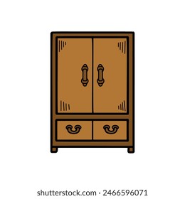 isolate wood wardrobe on background