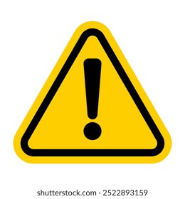 Isole o símbolo de aviso de risco amarelo em um fundo branco. Aviso, Ícone de vetor de atenção, clip-art de perigo em estilo plano, Sinalização de tráfego ilustração para site e construção (Editável)