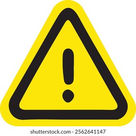 Isolate yellow hazard warning symbol on a white background. Warning, Attention vector icon, Danger clip art in Flat style, Traffic sign illustration for website and construction (Editable)