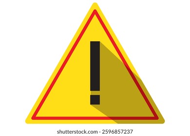 Isolate yellow hazard warning symbol on a white background. Warning, Attention vector icon, Danger clip art in Flat style, Traffic sign . 1176