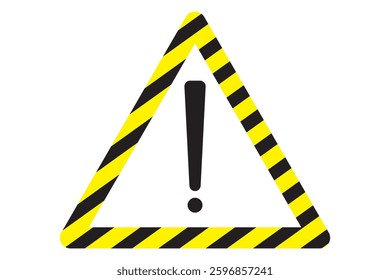 Isolate yellow hazard warning symbol on a white background. Warning, Attention vector icon, Danger clip art in Flat style, Traffic sign . 1176