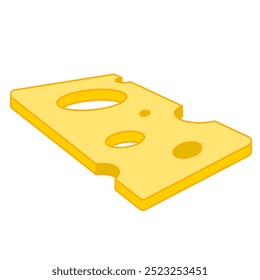 Isolar Amarelo Fatiado de Design de ilustração de vetor de queijo em fundo branco, Design plano Ingredientes Estilo de desenho animado para elementos gráficos de Menu e Restaurante, Decoração vetorial stock (Editável)