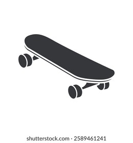 Isolatec pictogram icon of skateboard, longboard, extreme sport equipment sign