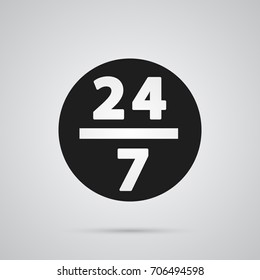 Isolated 24/7 Icon Symbol On Clean Background. Vector Service Element In Trendy Style.